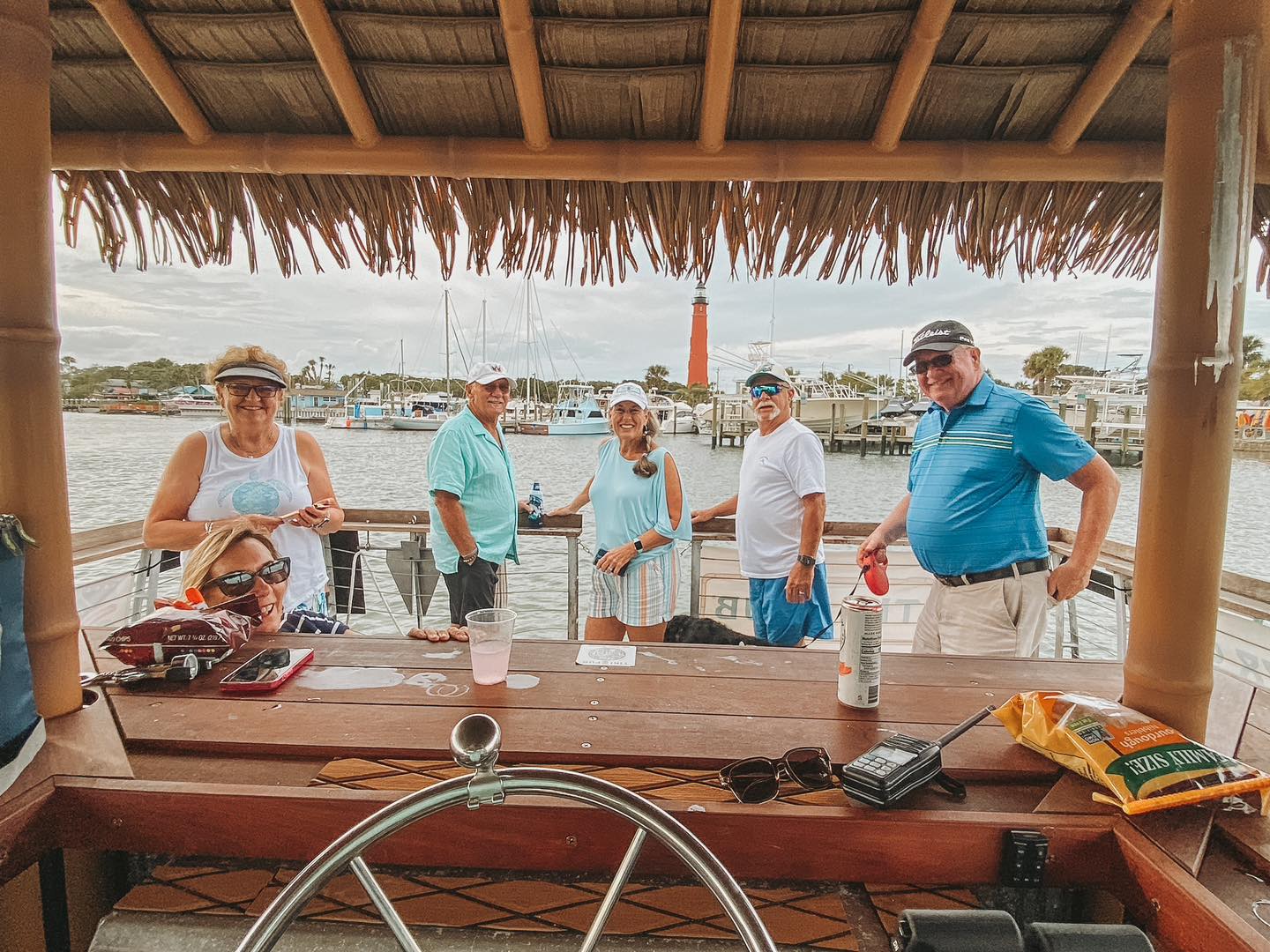 Tiki Pub boat on the water