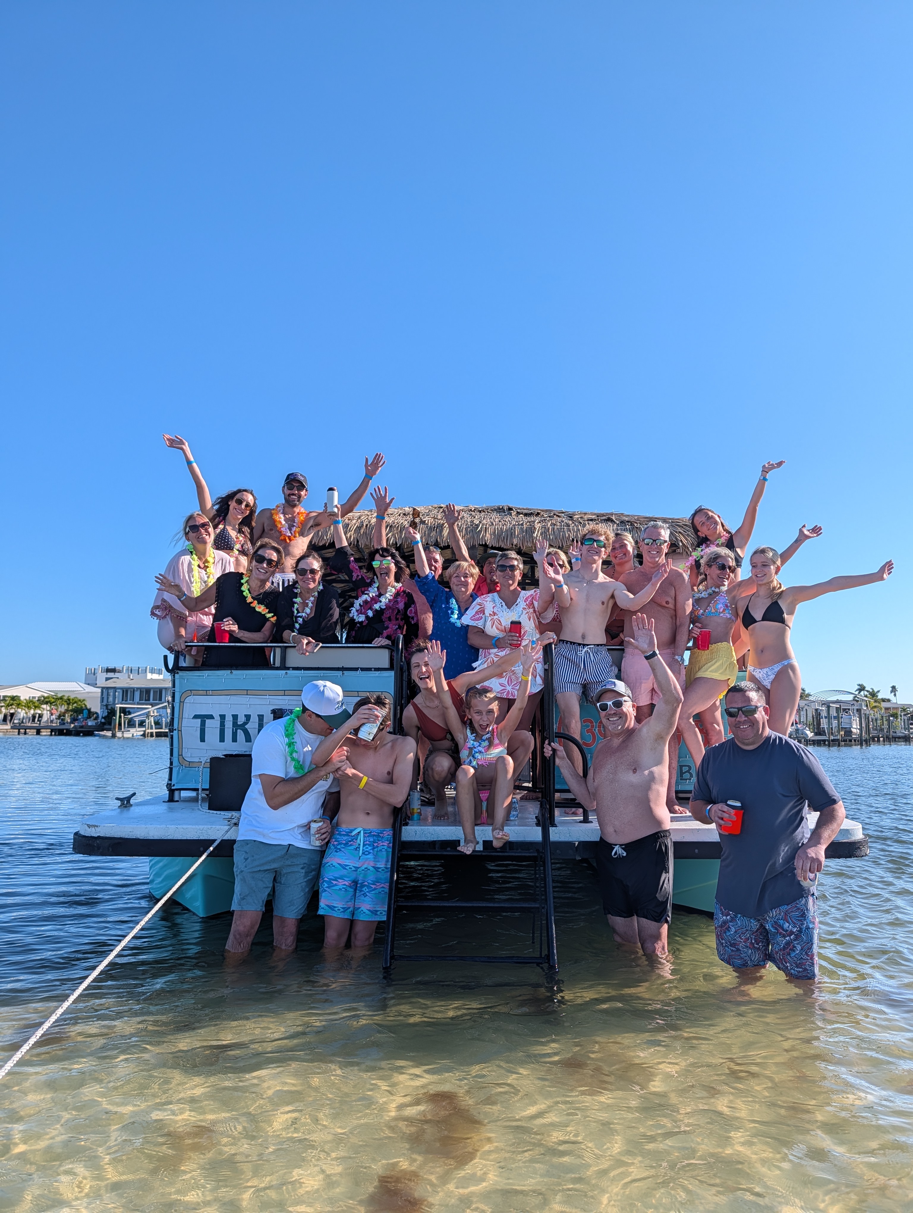 Birthday celebration on the Tiki Pub Fort Myers Beach boat